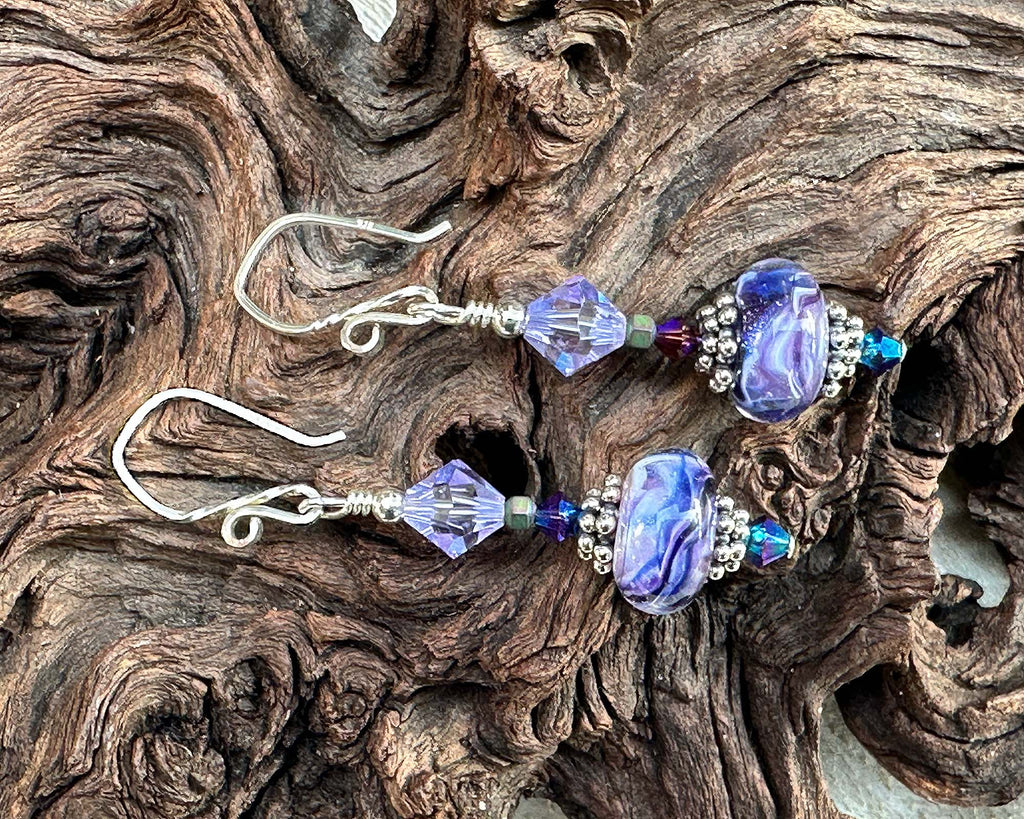 purple lampwork earrings