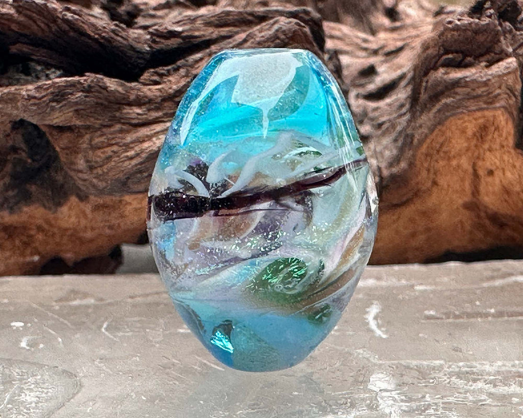 blue focal lampwork bead