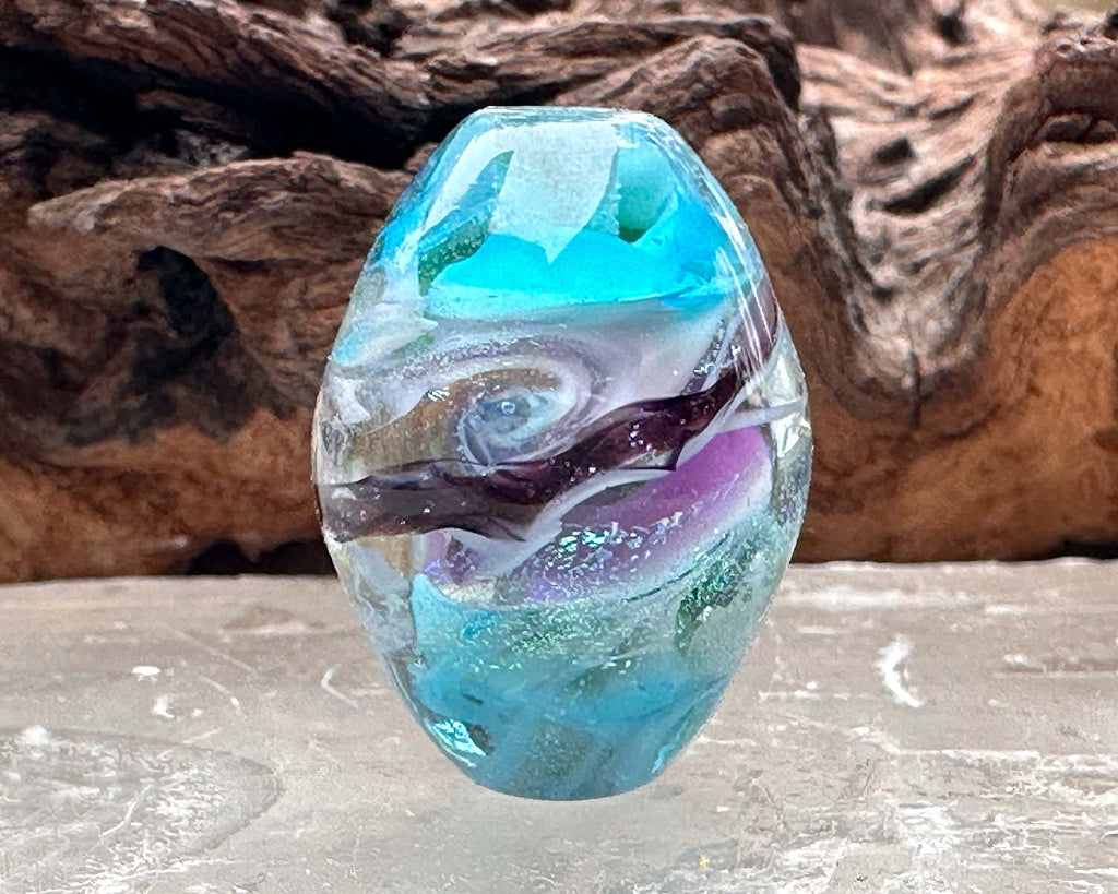 blue focal lampwork bead