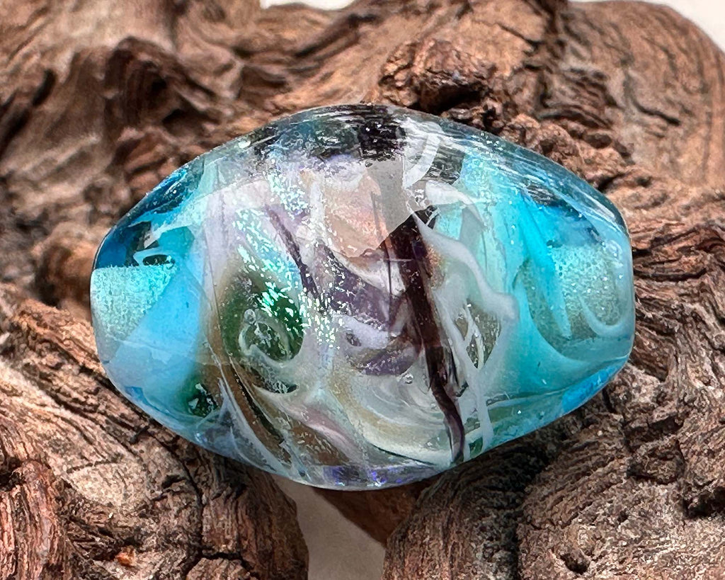 blue focal lampwork bead