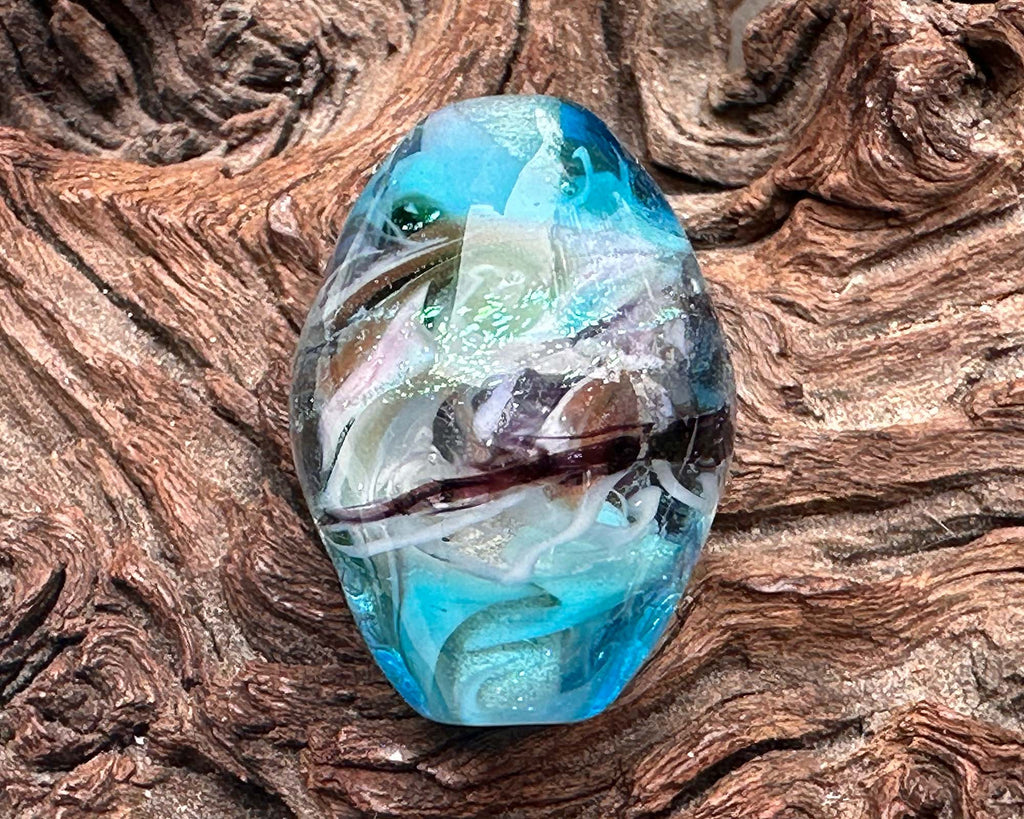 blue focal lampwork bead