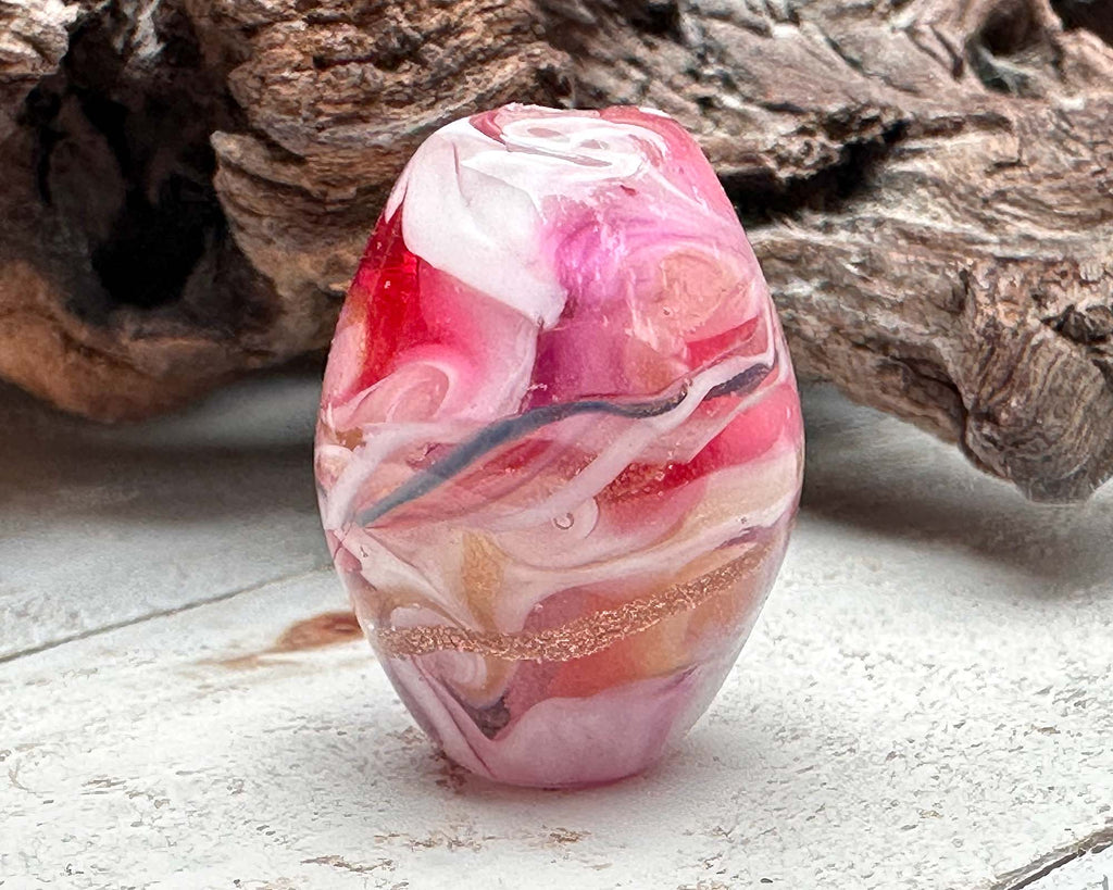 pink focal lampwork bead