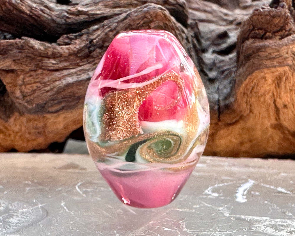 pink lampwork bead