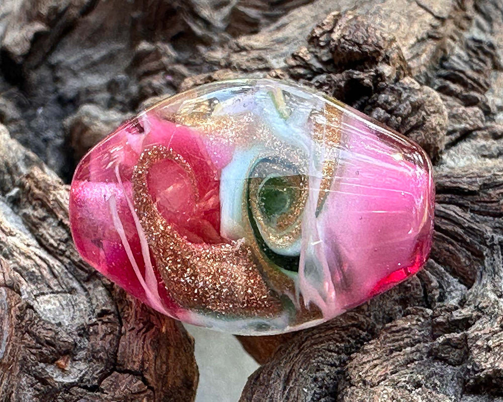 pink lampwork bead