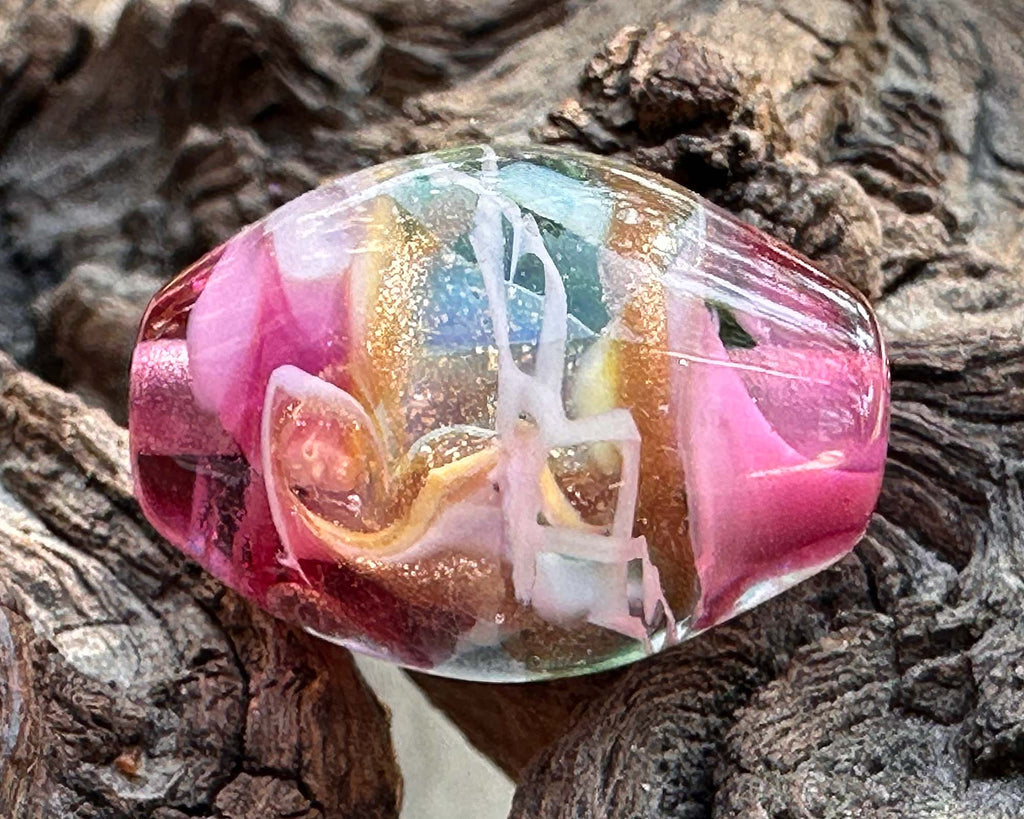 pink lampwork bead