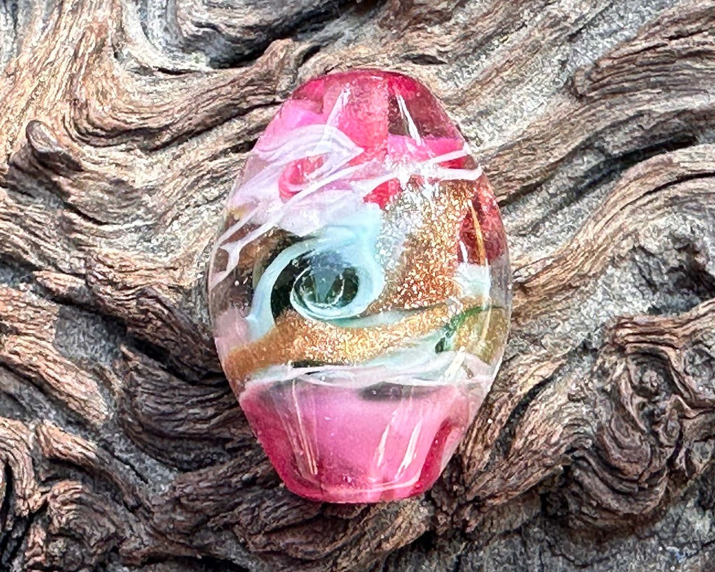 pink lampwork bead