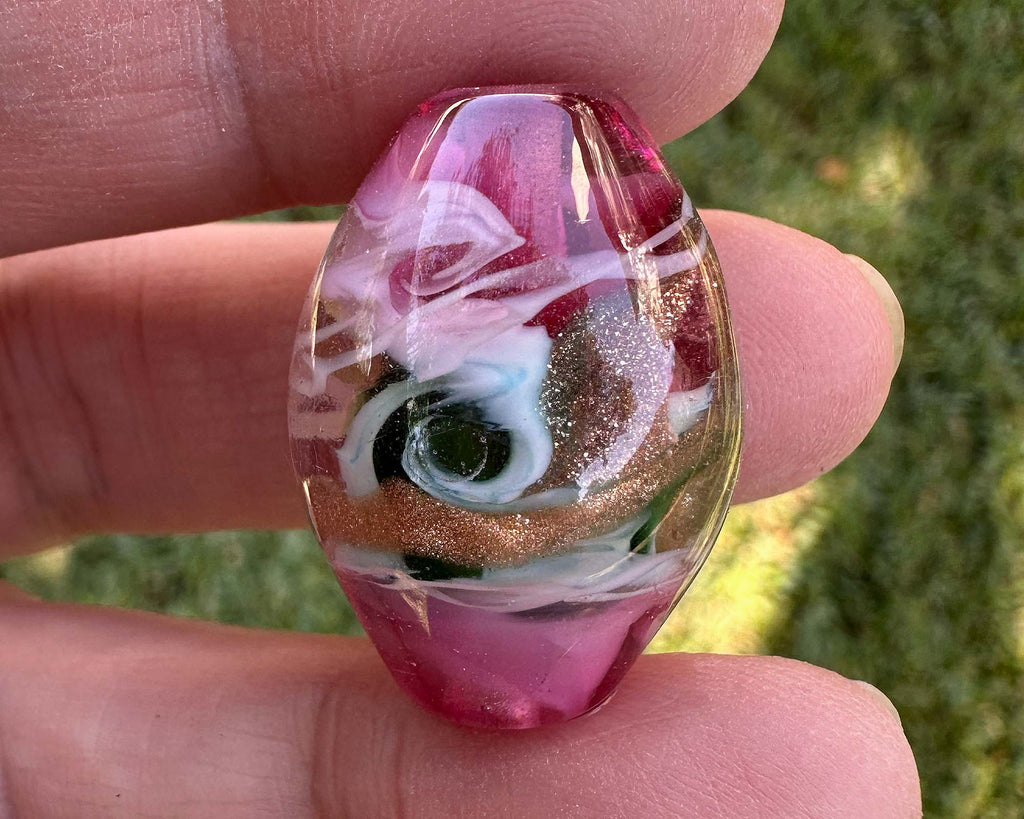 pink lampwork bead