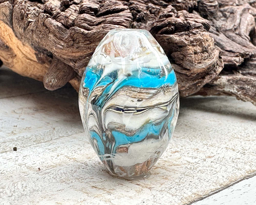 turquoise organic focal bead