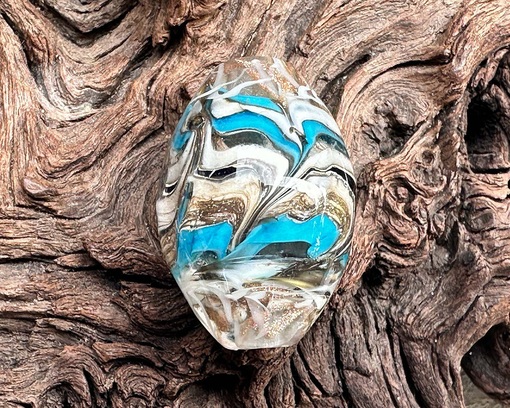 turquoise organic focal bead