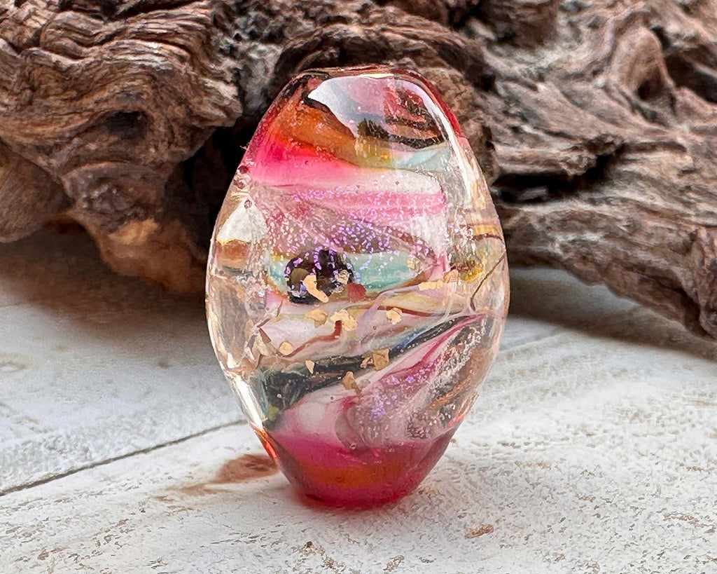 pink lampwork focal bead
