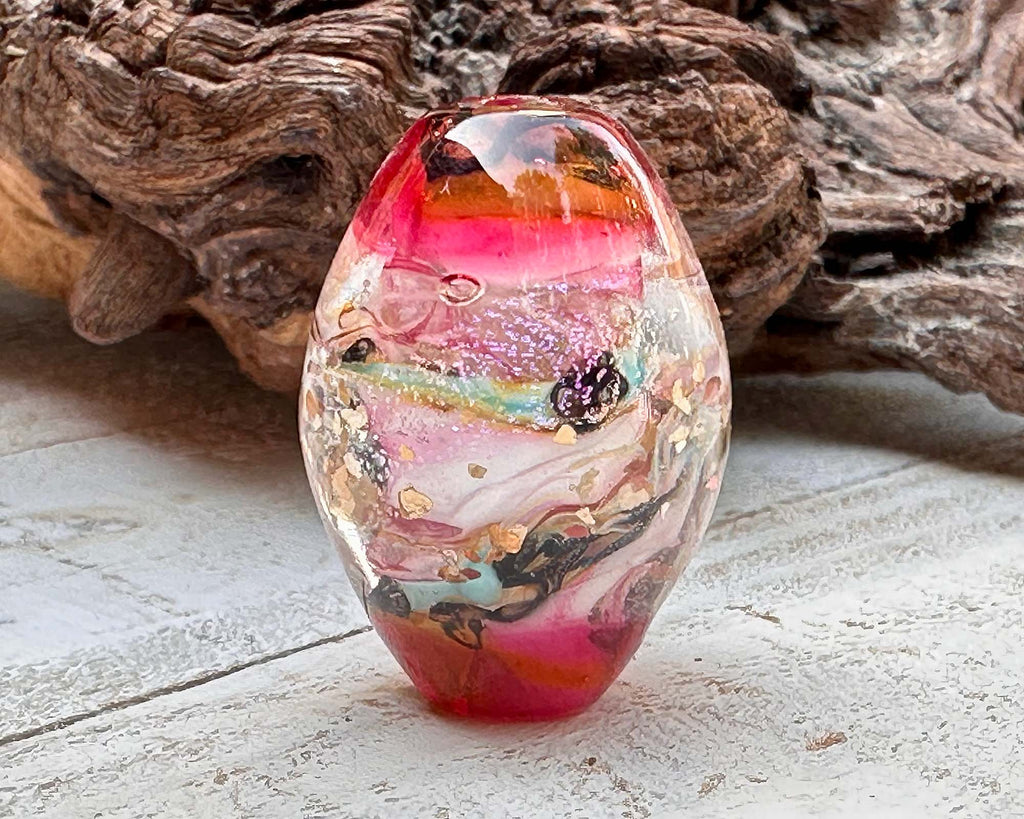 pink lampwork focal bead