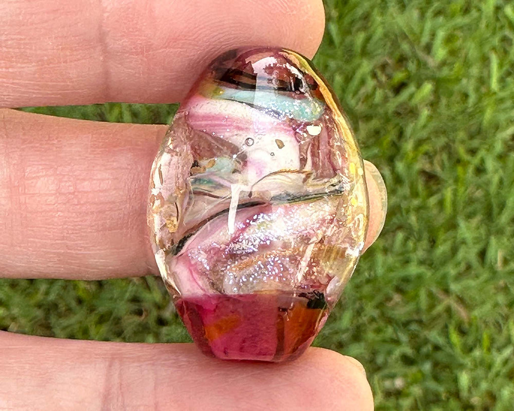 pink lampwork focal bead