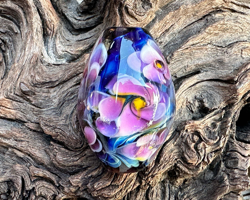 floral lampwork bead