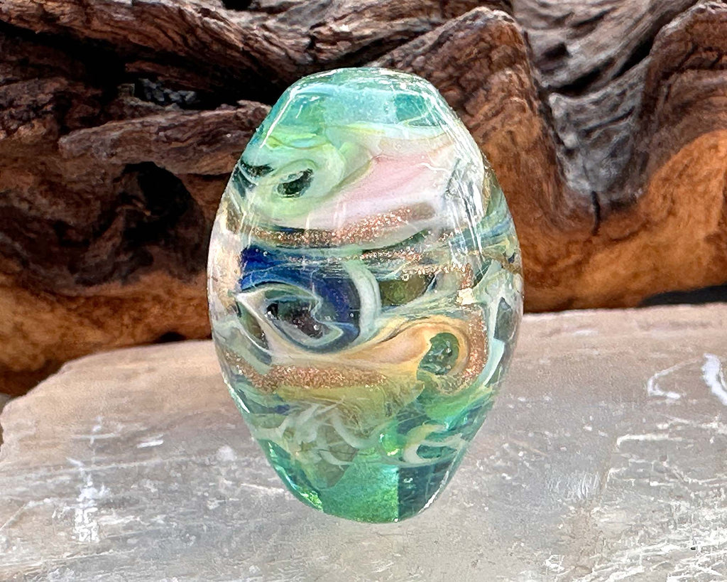 blue lampwork bead