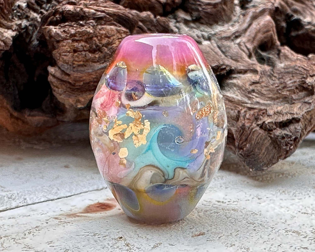 pink lampwork focal bead