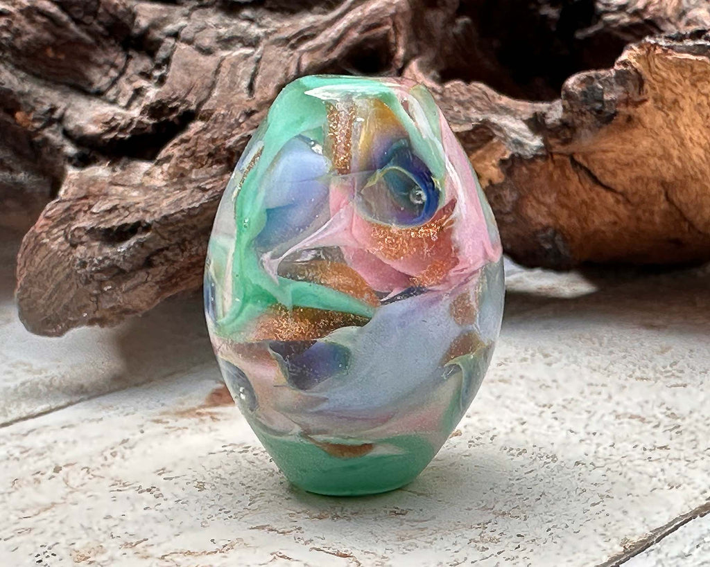 green lampwork bead