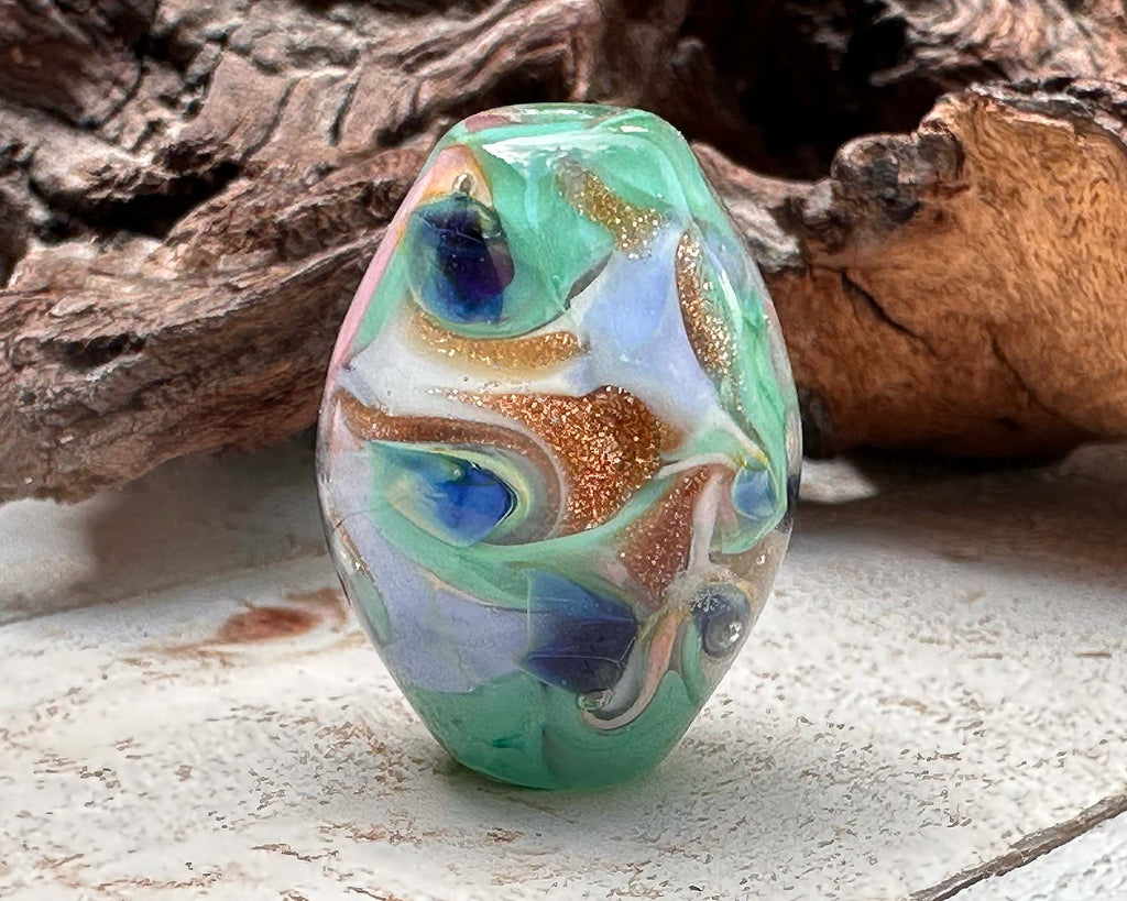 green lampwork bead