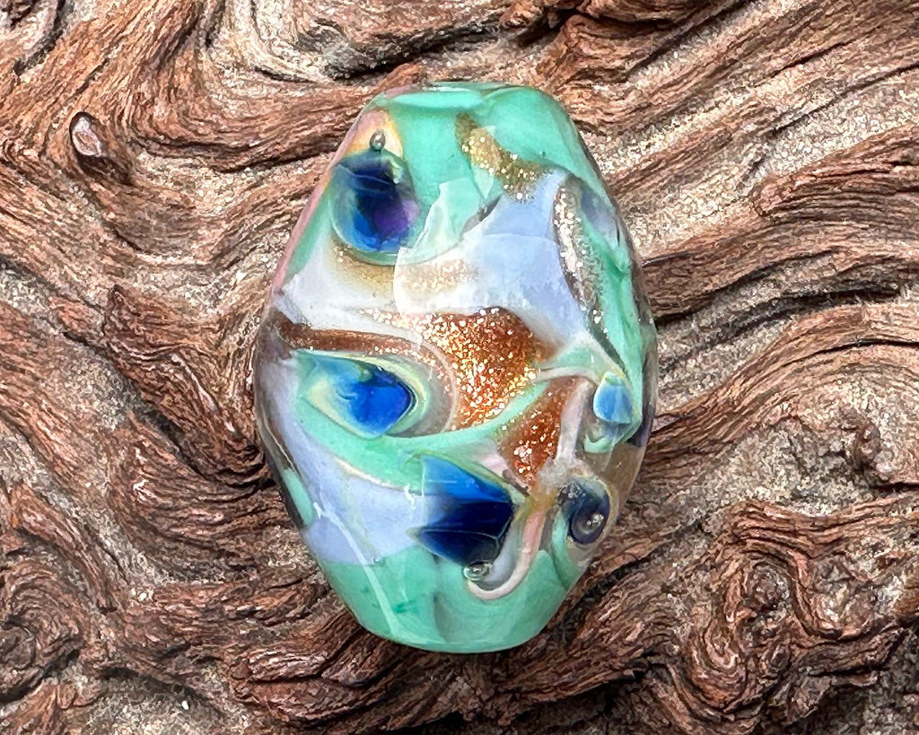 green lampwork bead