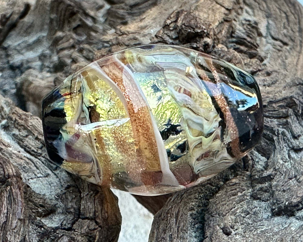 gold lampwork bead