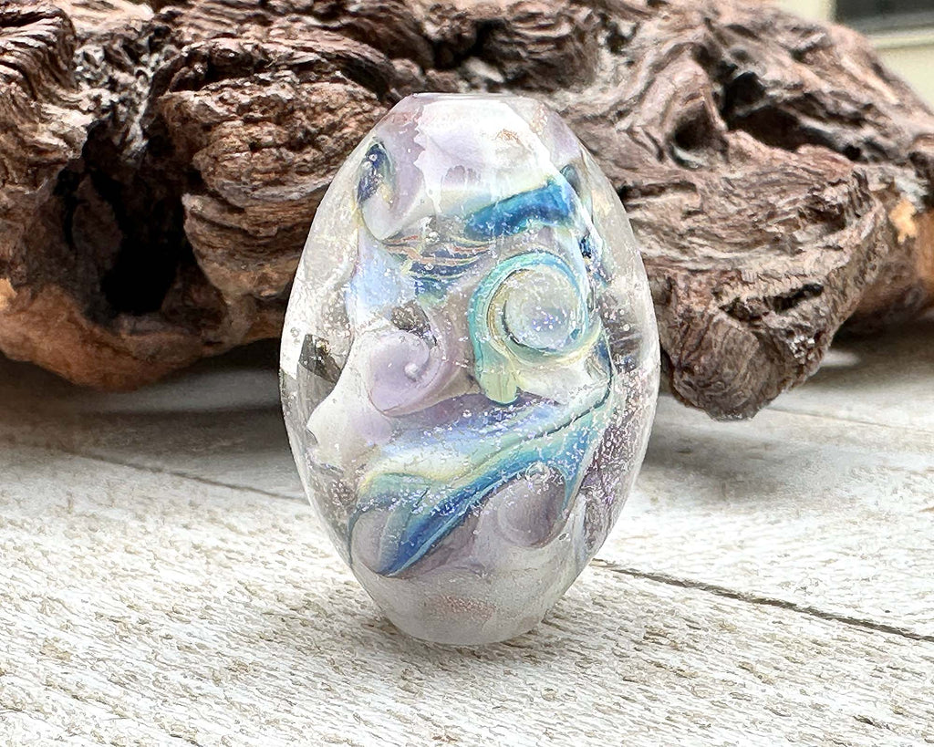 blue dichroic lampwork bead
