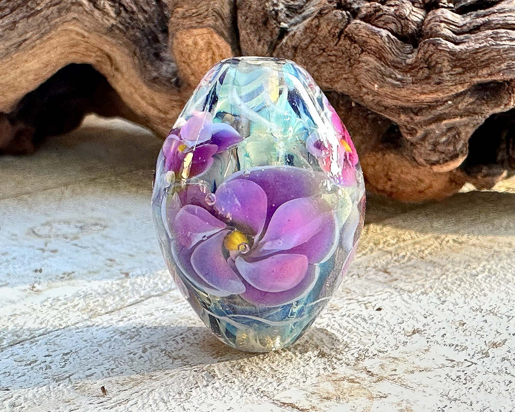floral lampwork bead