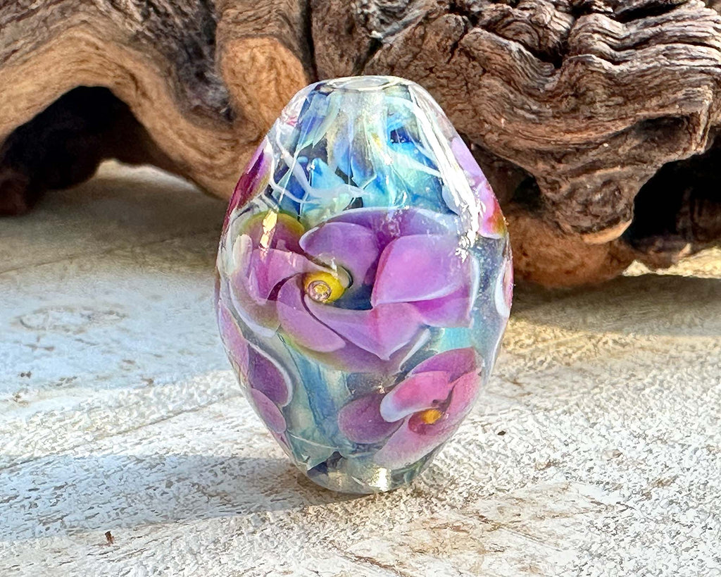 floral lampwork bead