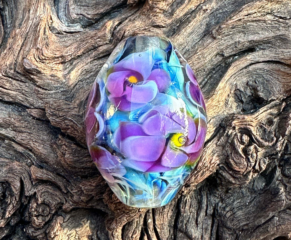 floral lampwork bead