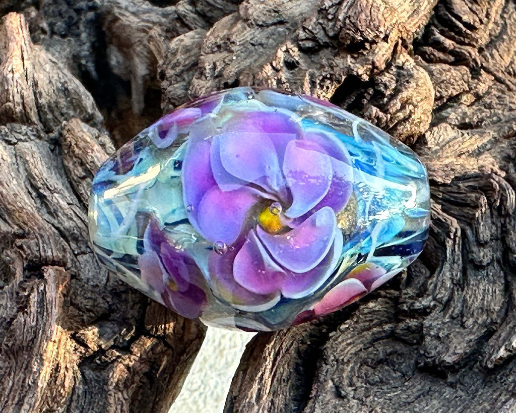 floral lampwork bead