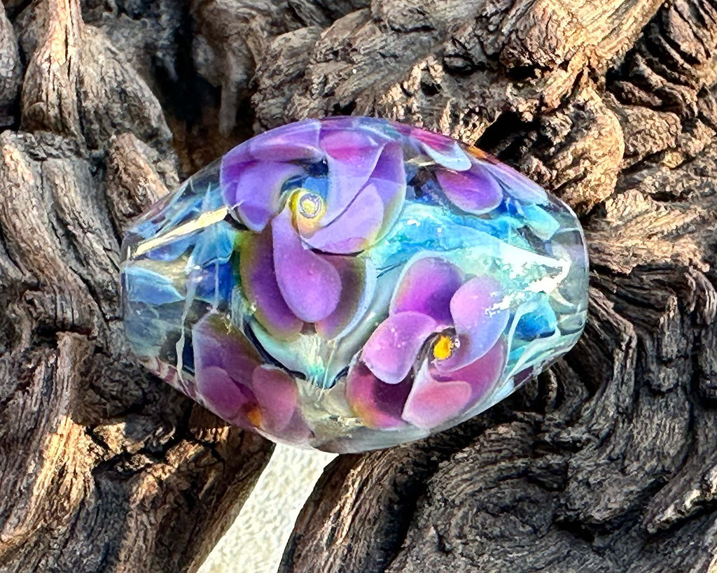 floral lampwork bead