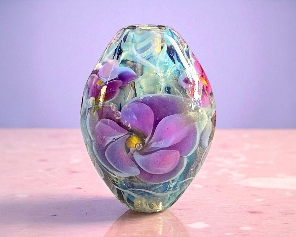 floral lampwork bead