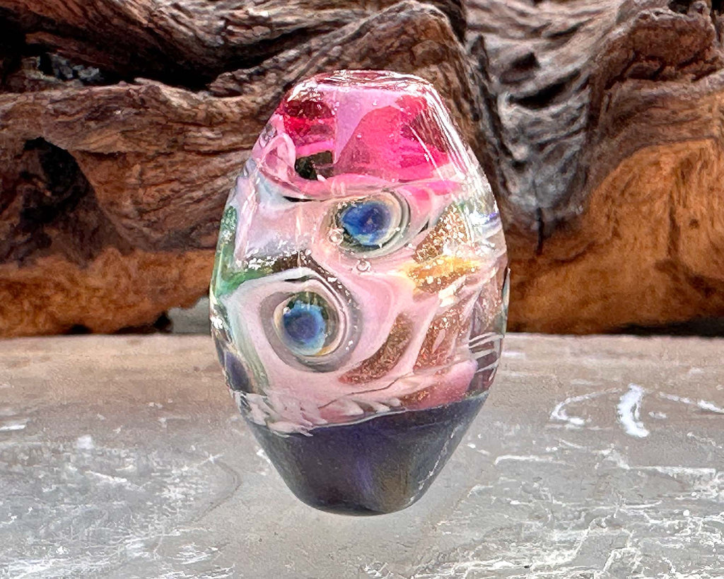 pink lampwork bead