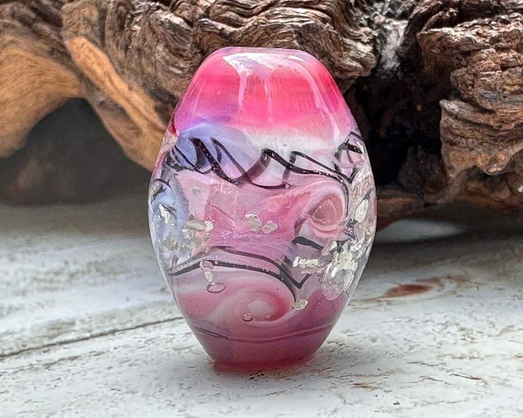 pink lampwork bead