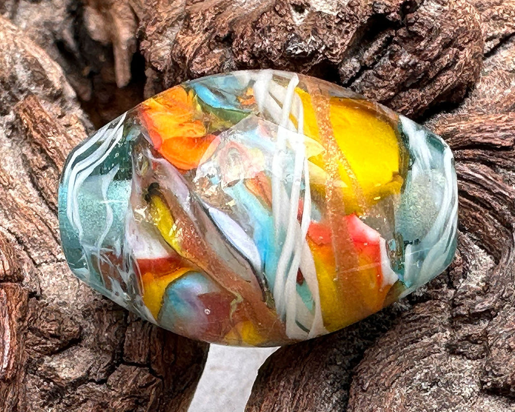 rainbow lampwork bead