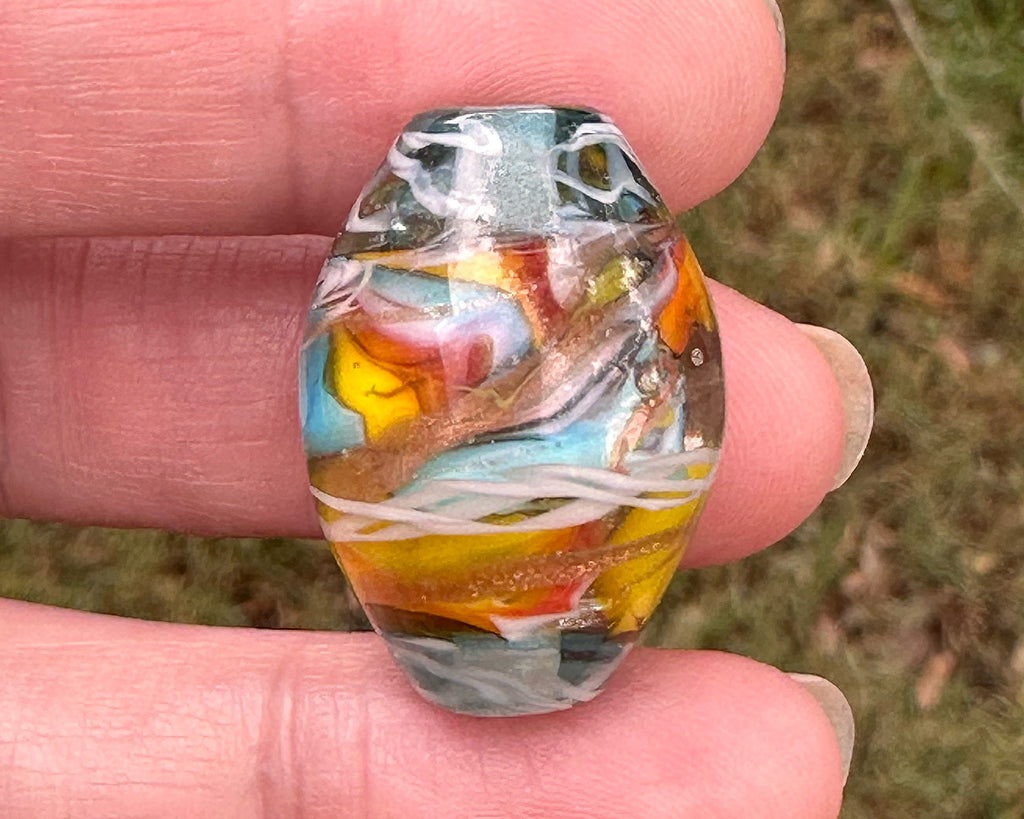 rainbow lampwork bead