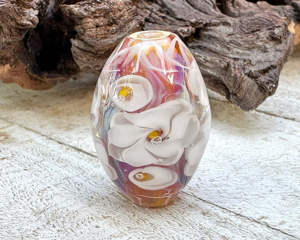 floral lampwork bead