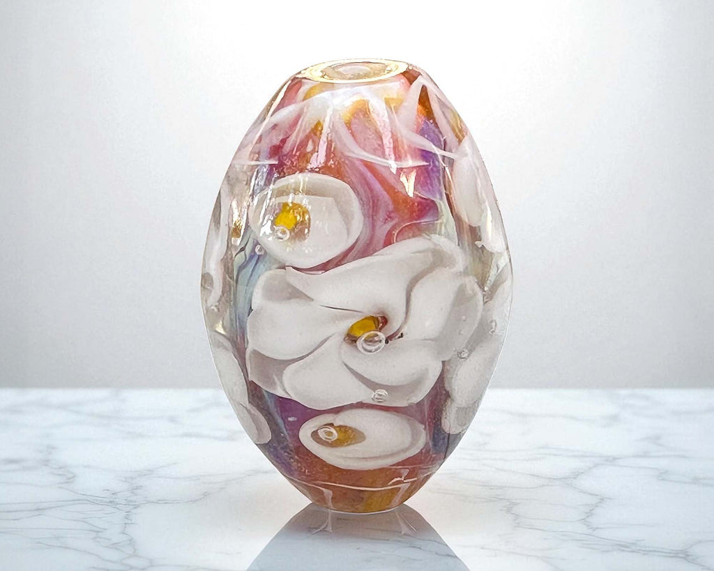 floral lampwork bead