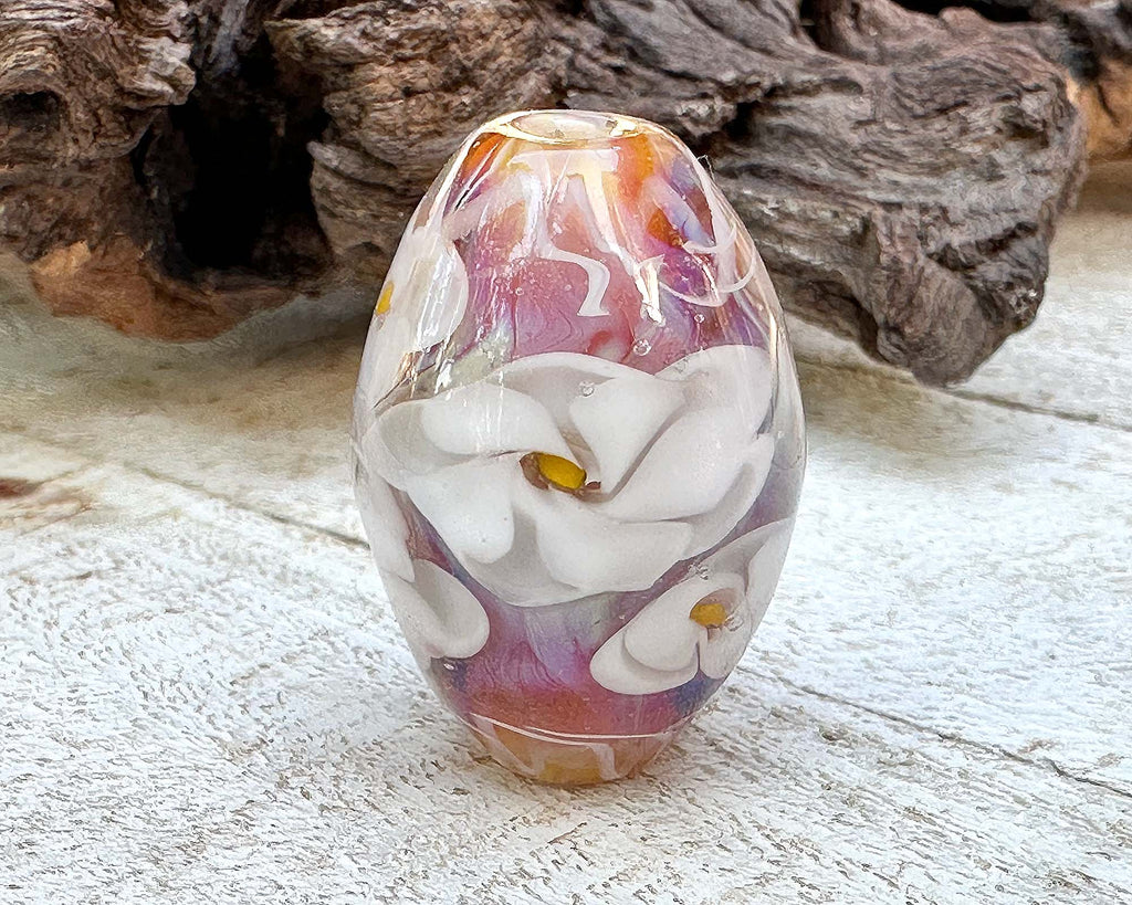floral lampwork bead