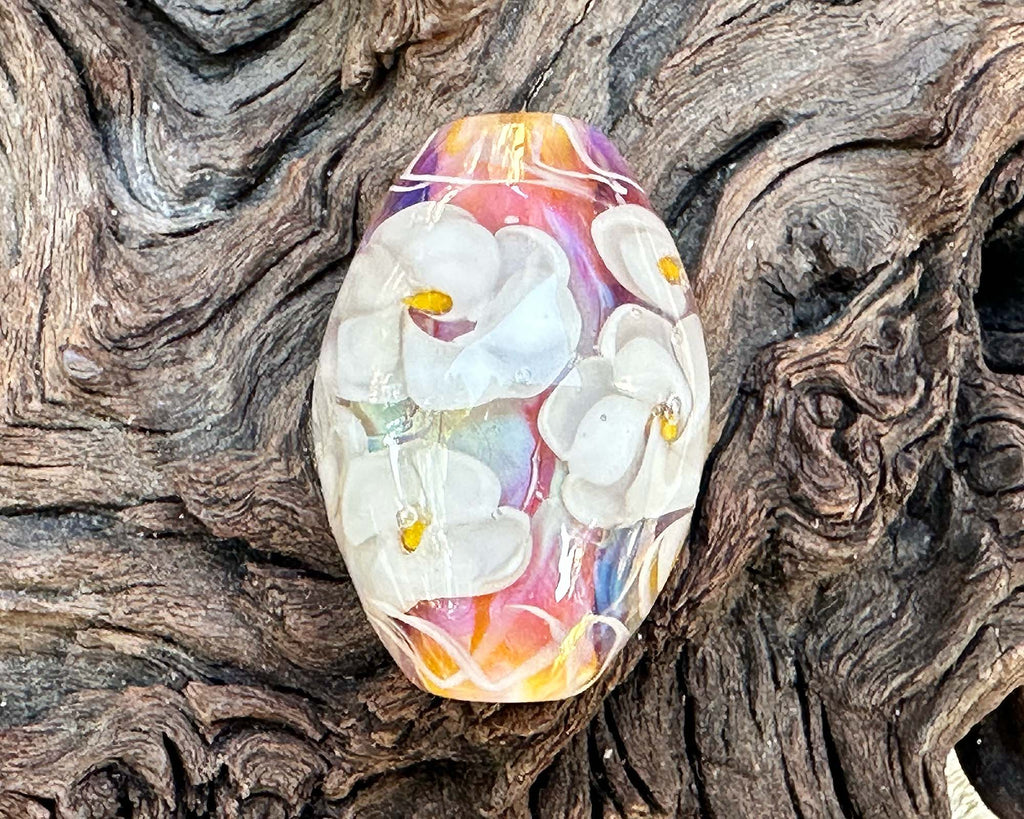 floral lampwork bead