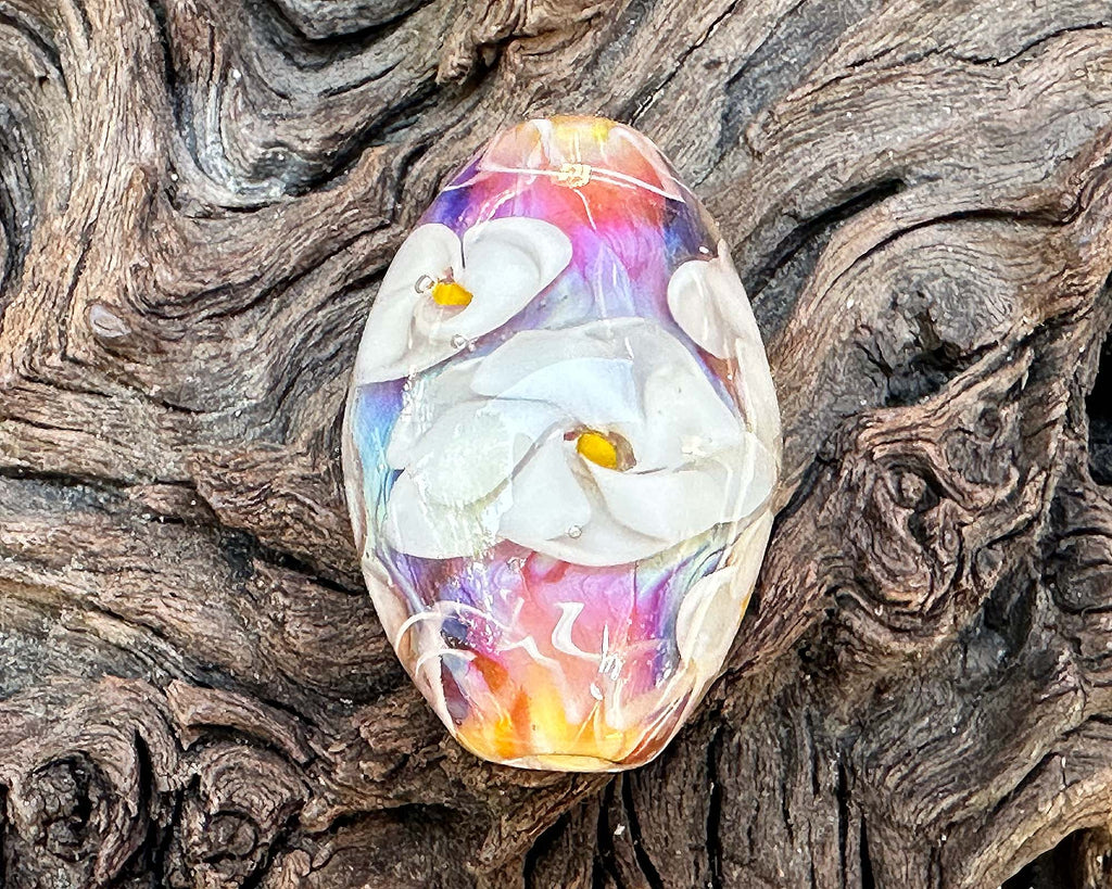 floral lampwork bead