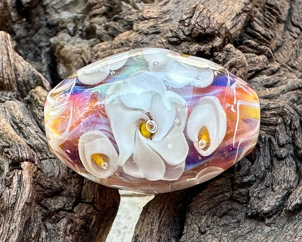 floral lampwork bead