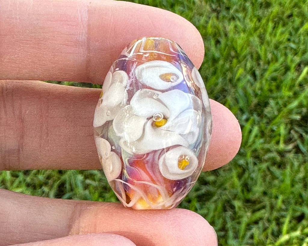 floral lampwork bead