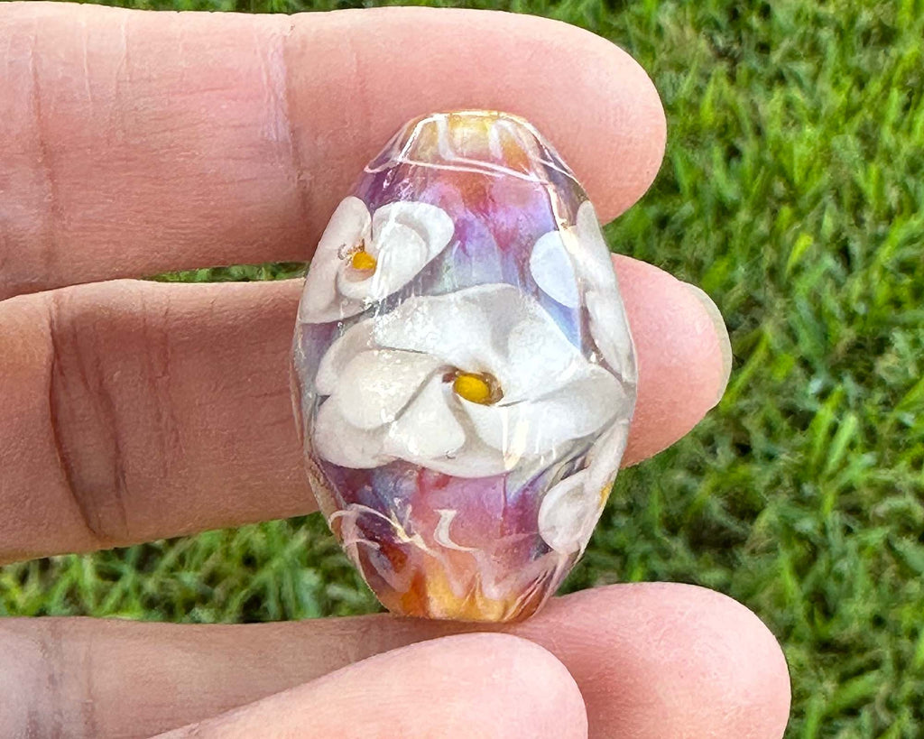 floral lampwork bead