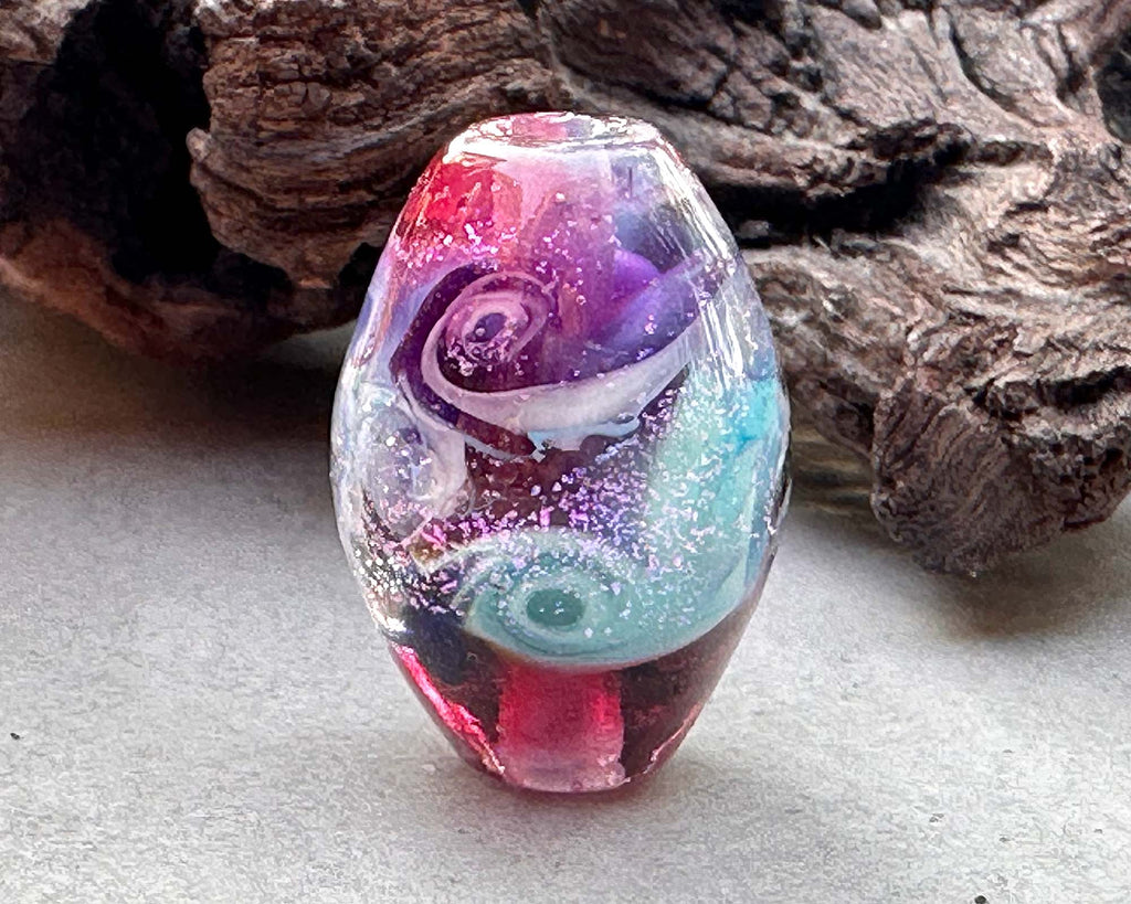 pink lampwork focal bead