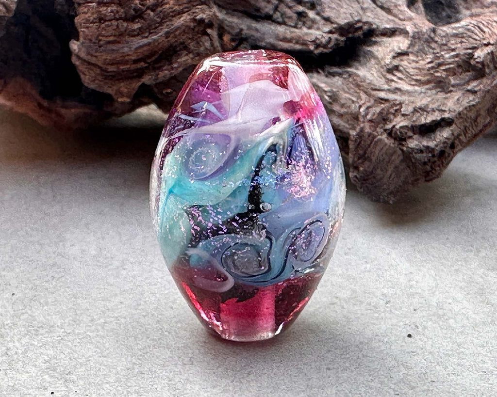 pink lampwork focal bead