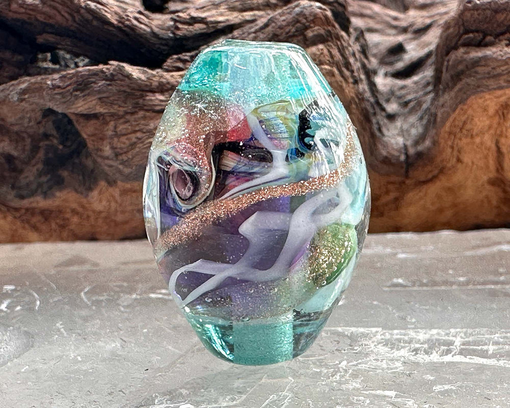 green lampwork focal bead