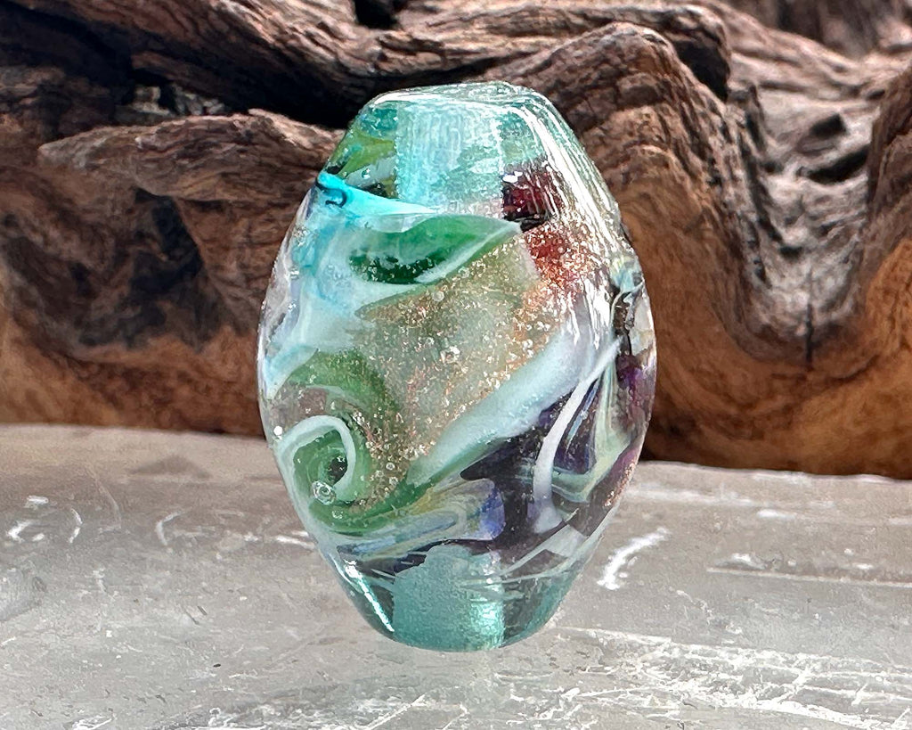 green lampwork focal bead