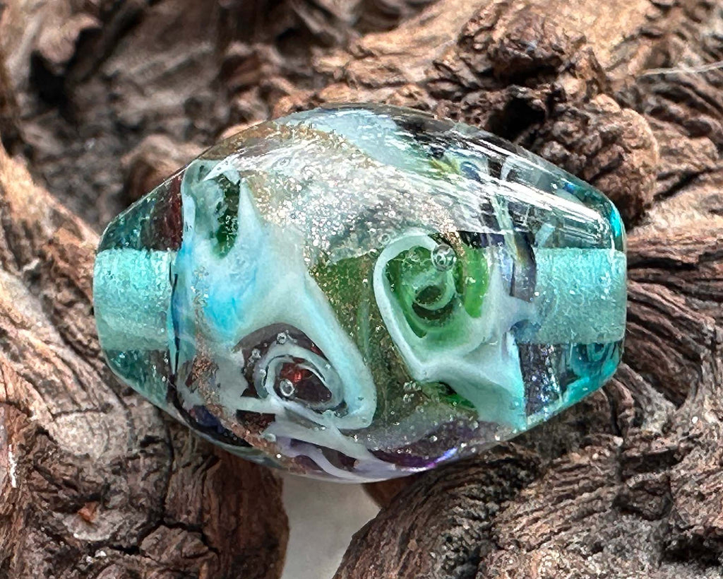 green lampwork focal bead