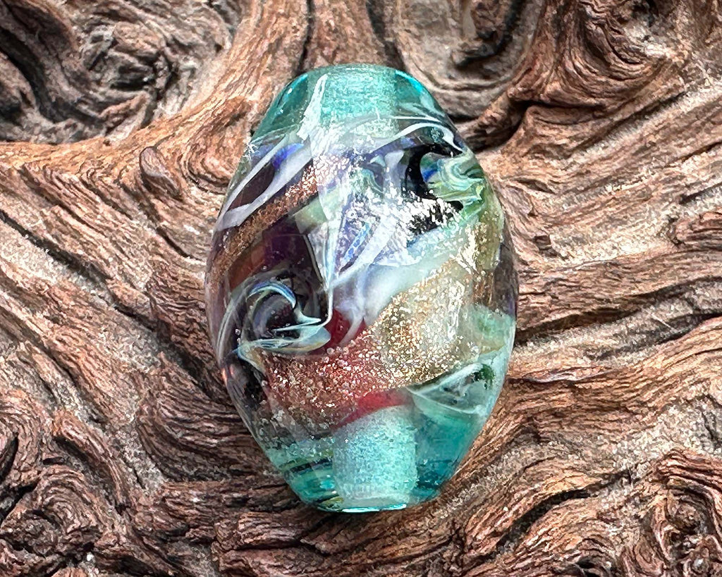 green lampwork focal bead