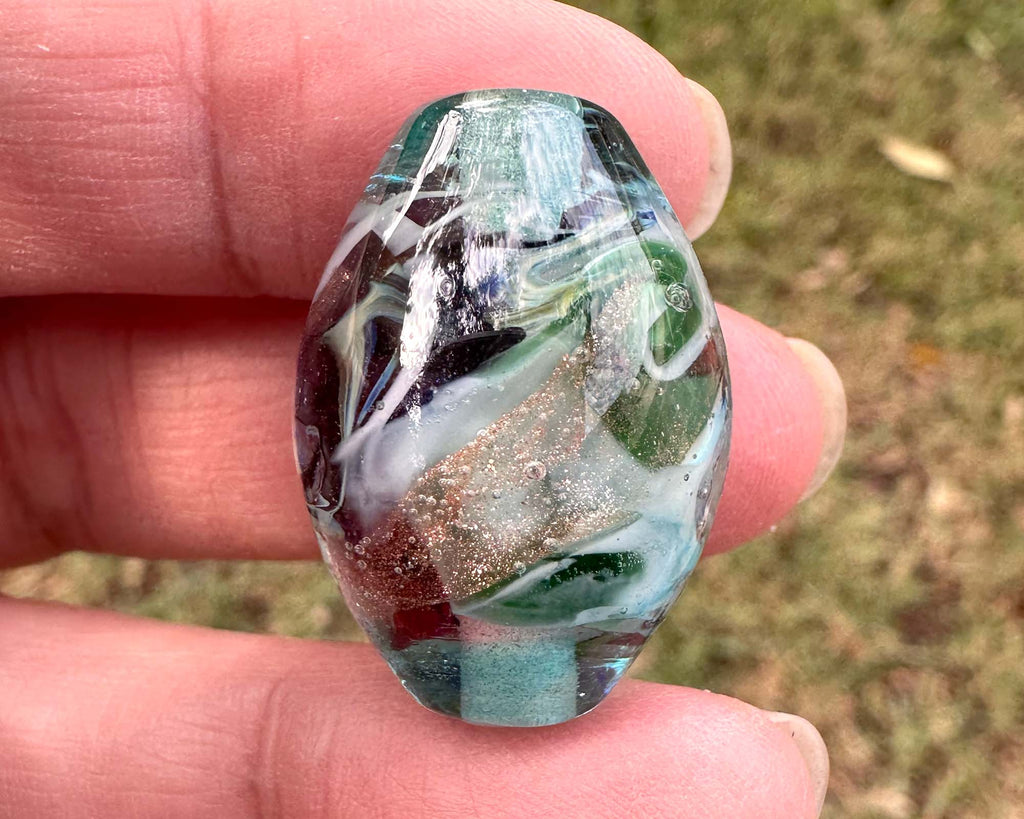 green lampwork focal bead