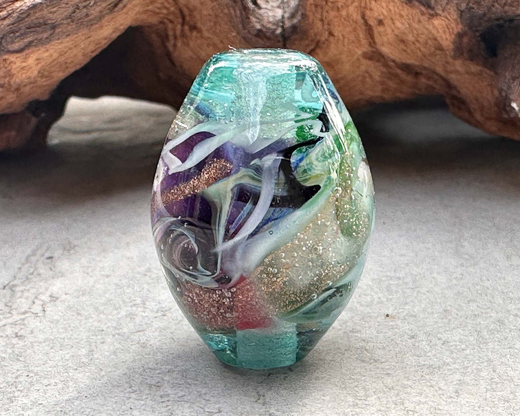 green lampwork focal bead